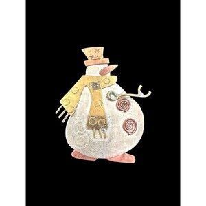 VTG Silver Copper Brass Snowman Brooch Christmas Festive Frosty Pin Handcrafted